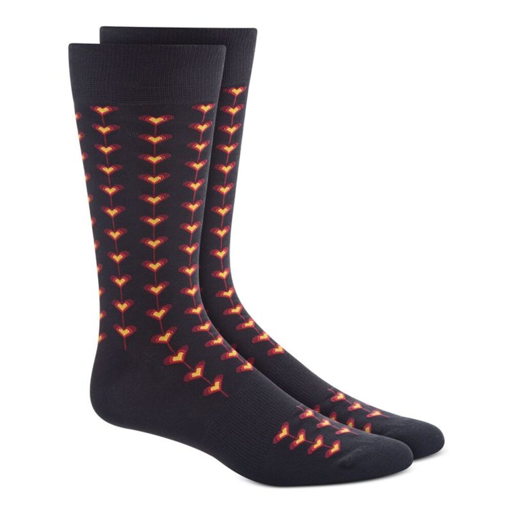 BAR III Mens Navy Printed Dress Crew Socks 7-12
